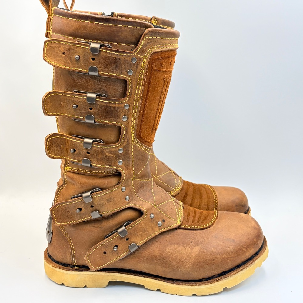 Icon 1000 Elsinore Mens 8.5 Brown Leather Motorcycle Boots Buckle Rugged Biker - Picture 6 of 16